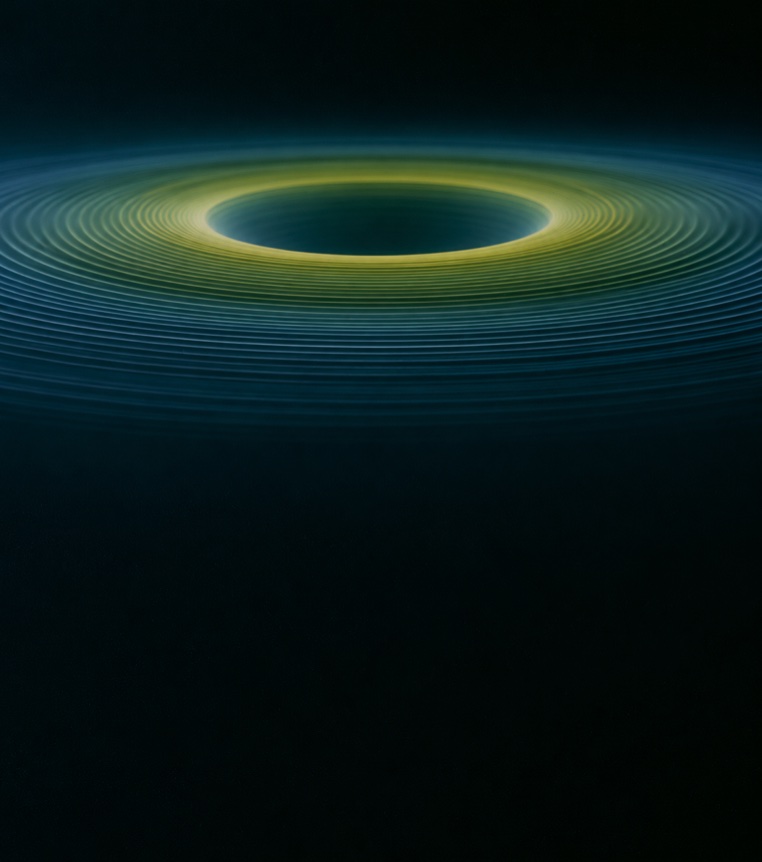 Blue and gold concentric audio rings from The State of Podcasting 2026